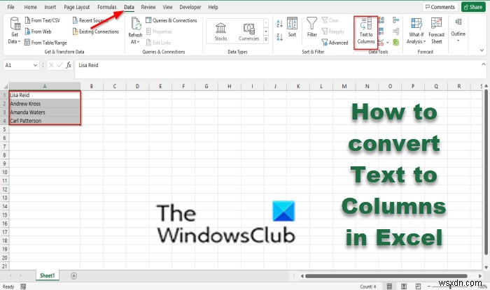 Excelでテキストを列に変換する方法 