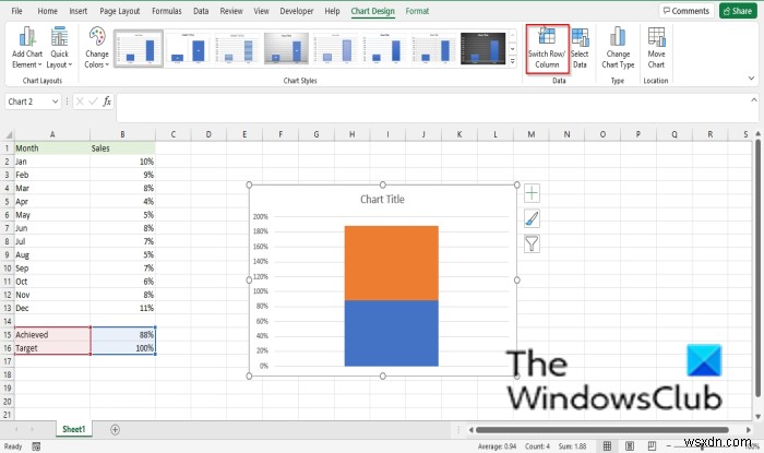 Excelで温度計チャートを作成する方法 