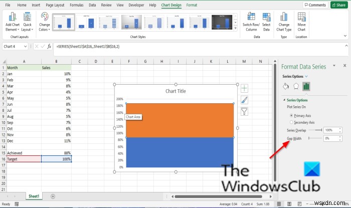 Excelで温度計チャートを作成する方法 