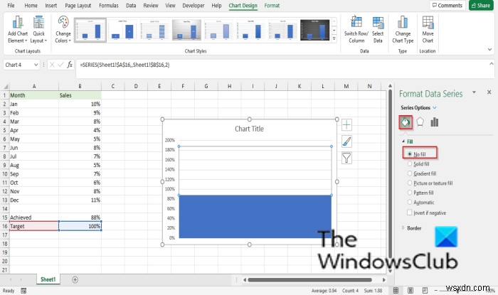 Excelで温度計チャートを作成する方法 