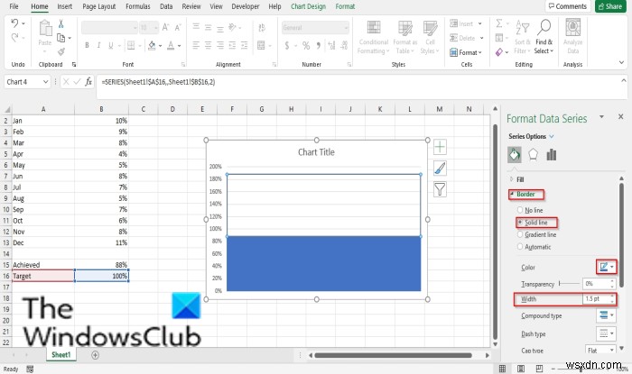 Excelで温度計チャートを作成する方法 