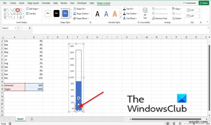 Excelで温度計チャートを作成する方法 