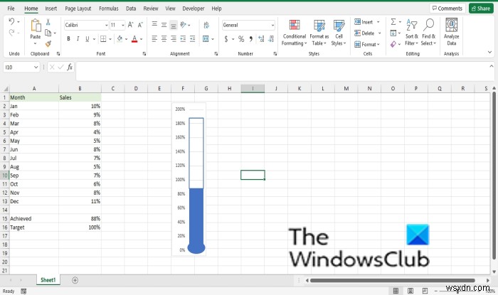 Excelで温度計チャートを作成する方法 