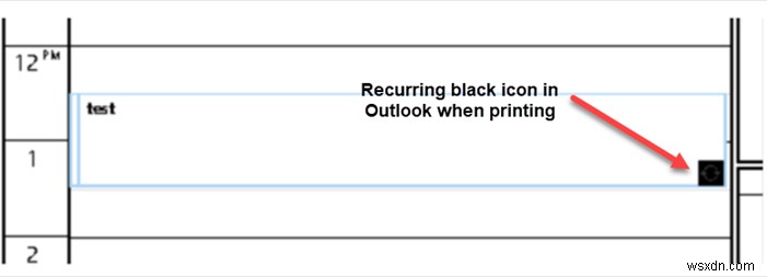 Outlookカレンダーを印刷するときに黒いアイコンを削除する 