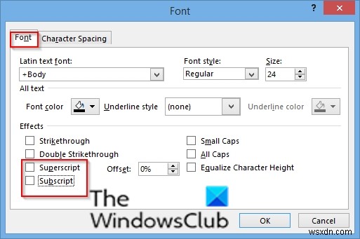 PowerPointで上付き文字と下付き文字をオフにする方法 