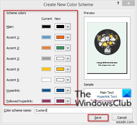 出版社で配色を適用する方法 
