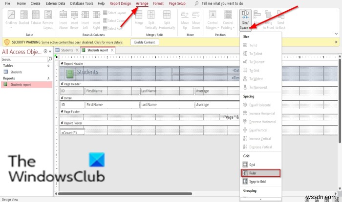 MicrosoftAccessでフィールドとルーラーを非表示または再表示する方法 