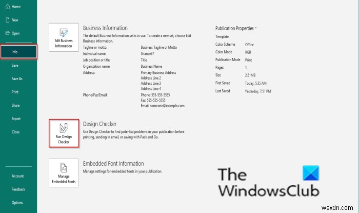 Publisherでデザインチェッカーを使用する方法 