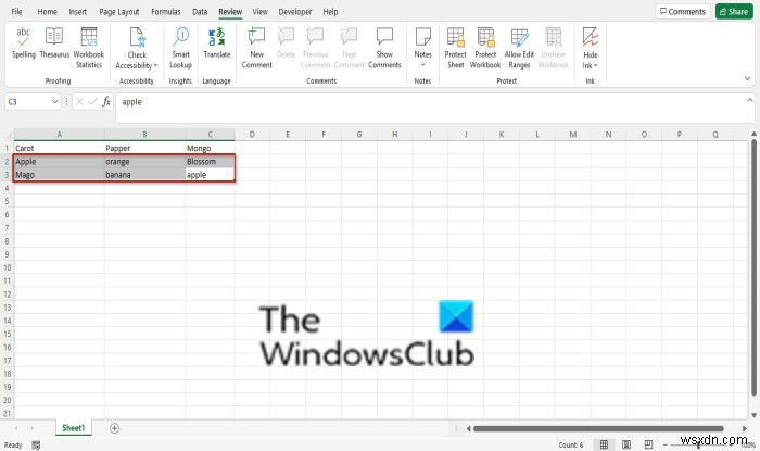 Excelで特定の領域、パーツ、セル、または列をスペルチェックする方法 