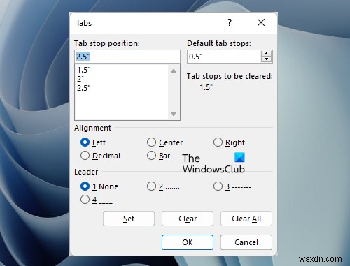 MicrosoftWordでタブストップを設定して使用する方法 