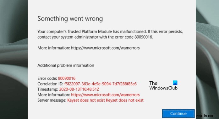 Outlookのトラステッドプラットフォームモジュールの誤動作エラー80090030、80090016を修正 