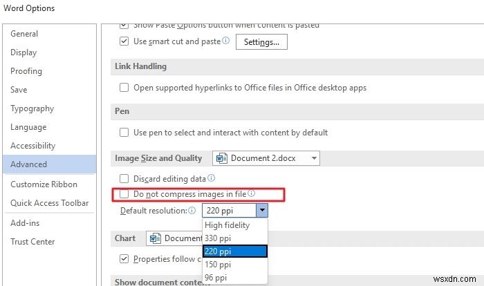 Word、Excel、PowerPointで保存するときに画質を維持する 