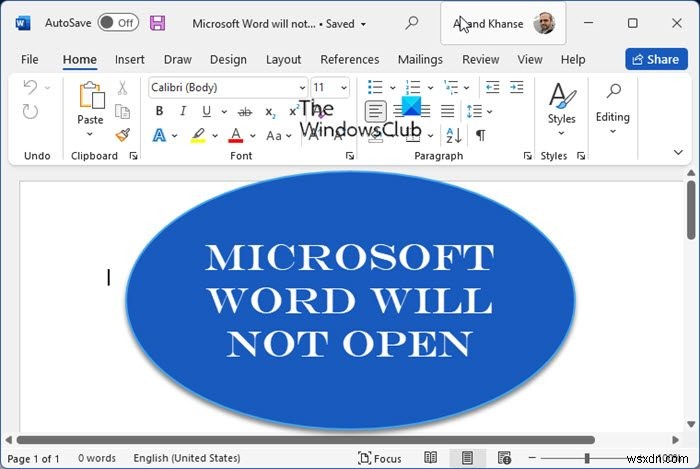 MicrosoftWordが開いて正しく実行されない問題を修正 