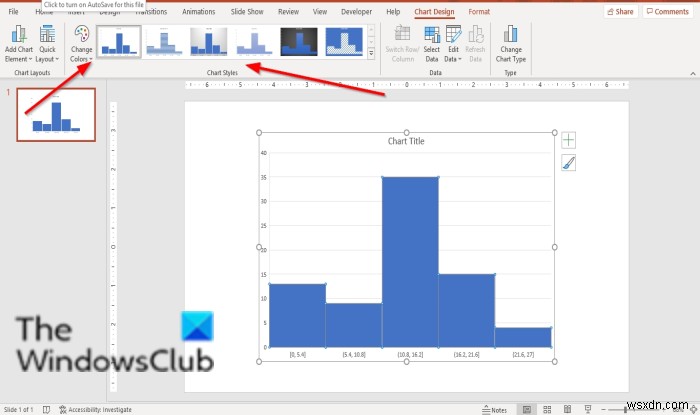 PowerPointでヒストグラムチャートを作成する方法 