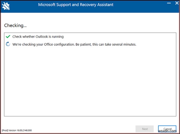 Outlookの問題を修正するには、Microsoft Support andRecoveryAssistantの高度な診断を使用します 