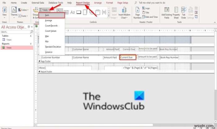 MicrosoftAccessのレポートに合計を追加する方法 