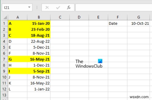 Excelで条件付き書式を使用して日付のある行を強調表示する方法 