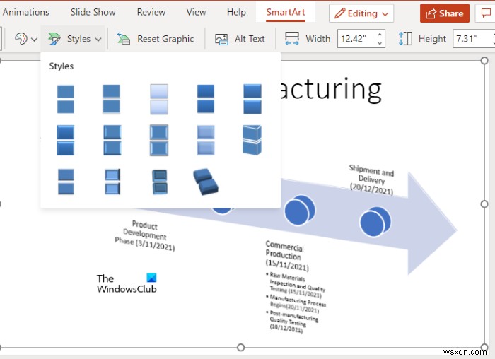 PowerPoint fortheWebでタイムラインを作成する方法 