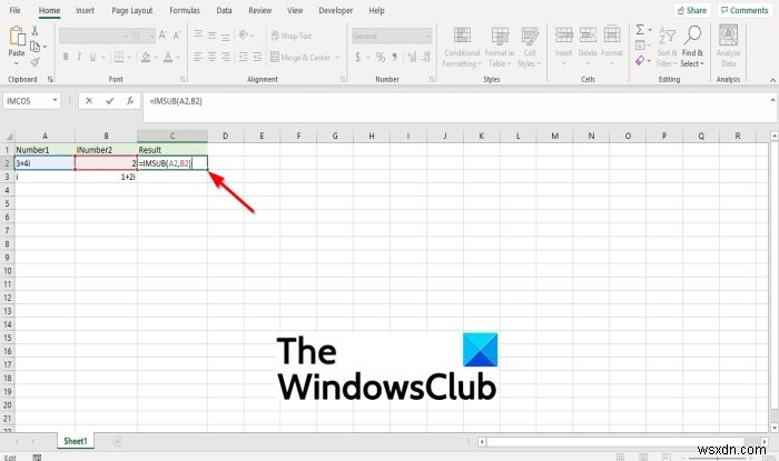 MicrosoftExcelでIMSUB関数を使用する方法 