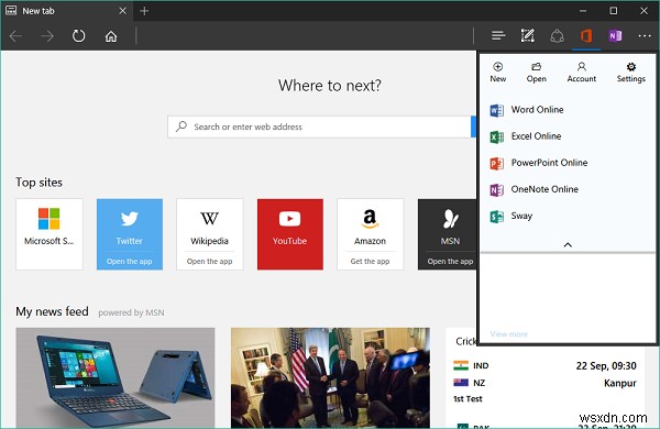 OfficeOnline拡張機能を使用してEdgeとChromeでOfficeドキュメントを作成する 