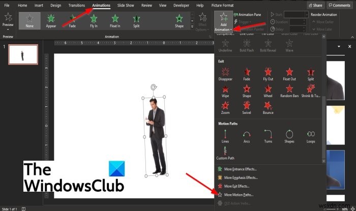 PowerPointでモーションパスアニメーションを作成および追加する方法 