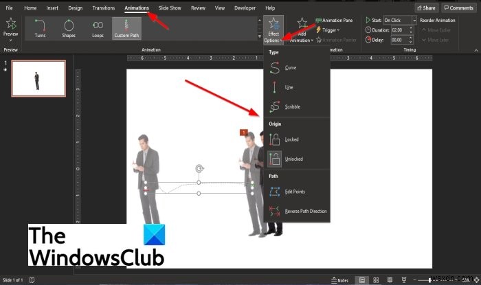 PowerPointでモーションパスアニメーションを作成および追加する方法 