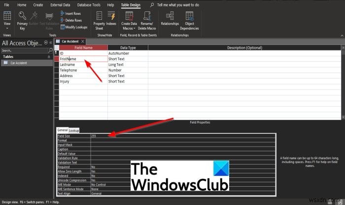 MicrosoftAccessでフィールドサイズを変更する方法 