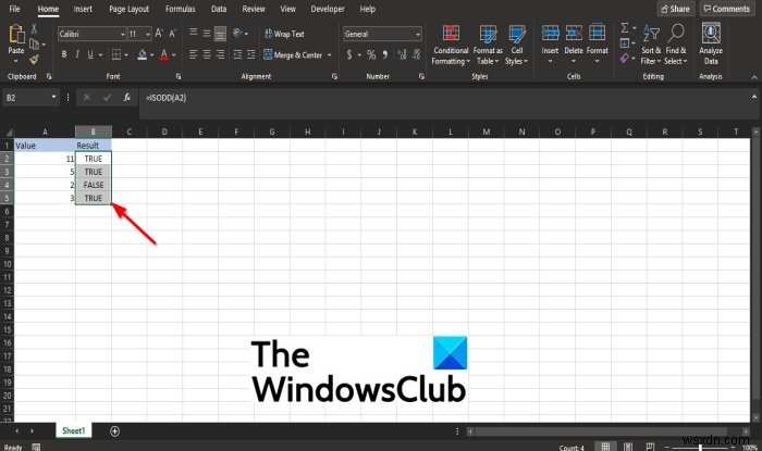 MicrosoftExcelでISODD関数を使用する方法 