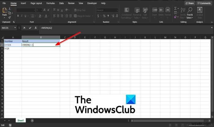 MicrosoftExcelでIMSIN関数を使用する方法 