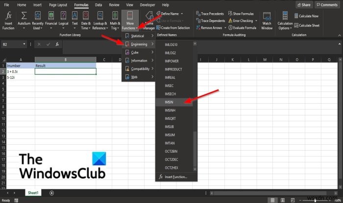 MicrosoftExcelでIMSIN関数を使用する方法 