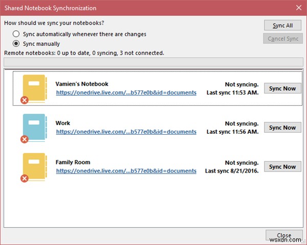 OneNoteからOneDriveへのファイルの同期を有​​効または無効にする方法 