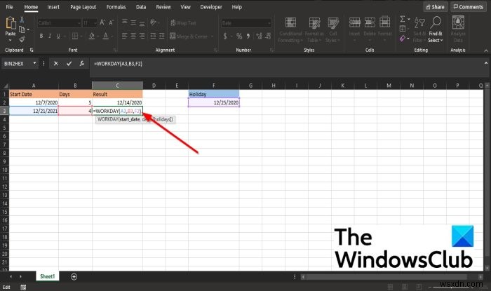 MicrosoftExcelでWORKDAY関数を使用する方法 