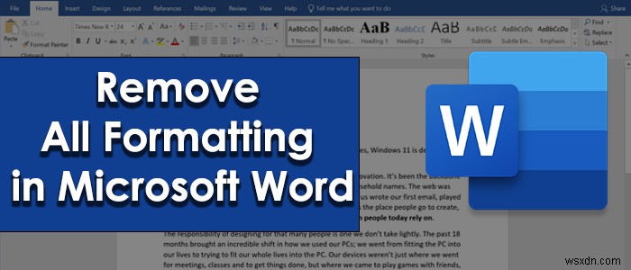 MicrosoftWordですべてのフォーマットを削除する方法 