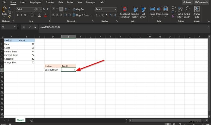 MATCH関数の使用方法MicrosoftExcel 