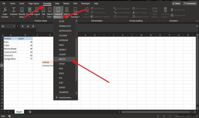 MATCH関数の使用方法MicrosoftExcel 