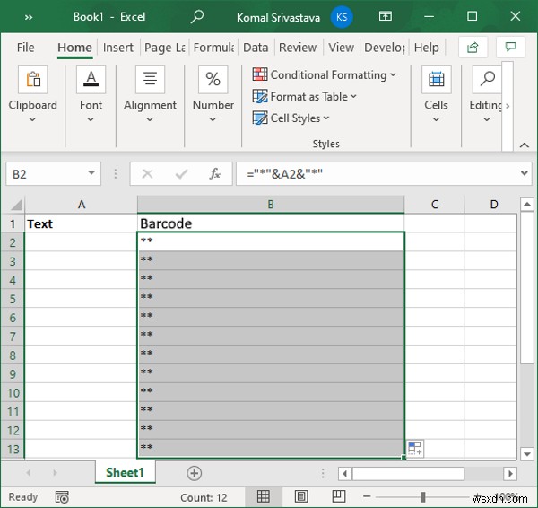 MicrosoftExcelでバーコードを生成する方法 