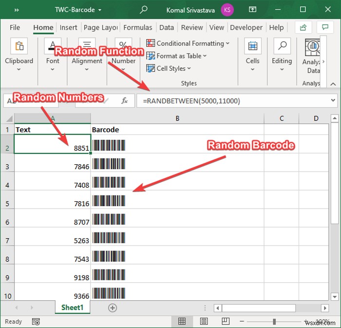 MicrosoftExcelでバーコードを生成する方法 