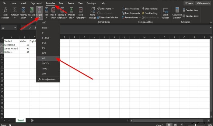 OR関数Excelを使用して、条件がTrueかどうかを判断する方法 