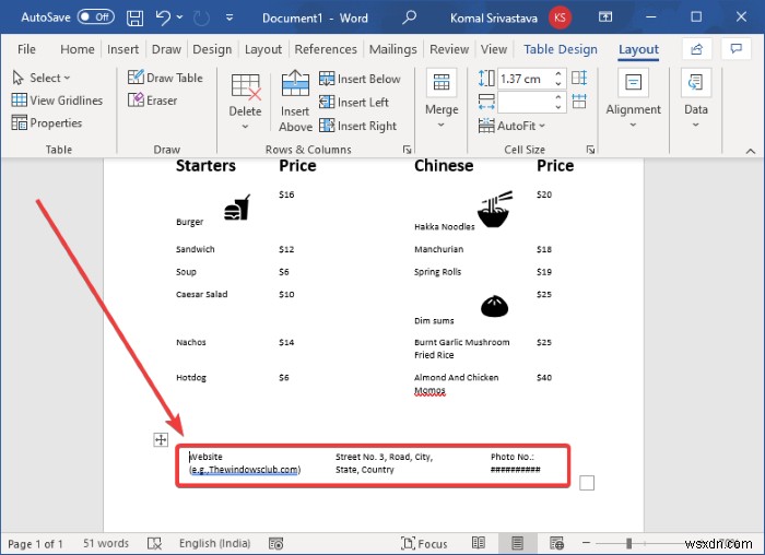 MicrosoftWordでレストランメニューを作成する方法 