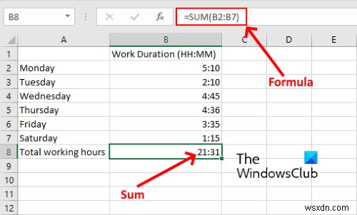MicrosoftExcelで時間を加算または合計する方法 