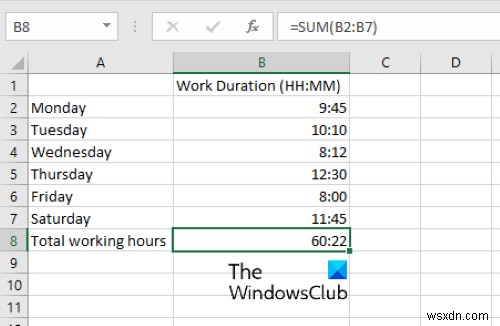 MicrosoftExcelで時間を加算または合計する方法 