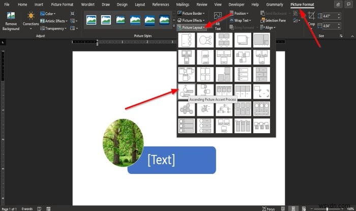 MicrosoftWordで画像をSmartArtグラフィックに変換する方法 
