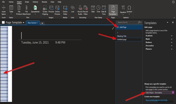 OneNoteでページテンプレート機能を使用する方法 