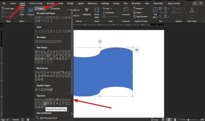 MicrosoftWordで図形にテキストを挿入する方法 