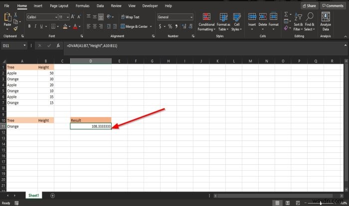 MicrosoftExcelでDVAR関数を使用する方法 