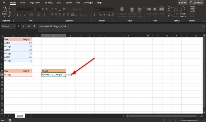 MicrosoftExcelでDVAR関数を使用する方法 