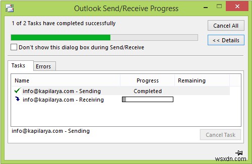 Outlookの電子メールは、手動で送信するまで送信トレイに留まります 