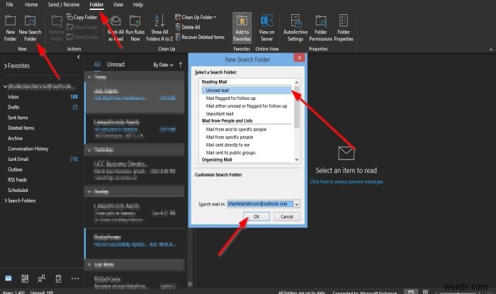 Outlookアプリで検索フォルダーを作成する方法 