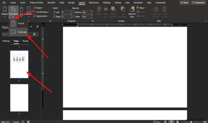 MicrosoftWordで1ページの横向きを作成する方法 