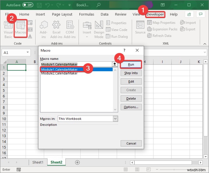 MicrosoftExcelでカレンダーを作成する方法 